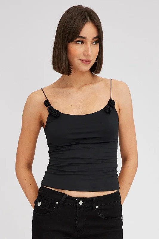 Black Top Crop Strap Corsage