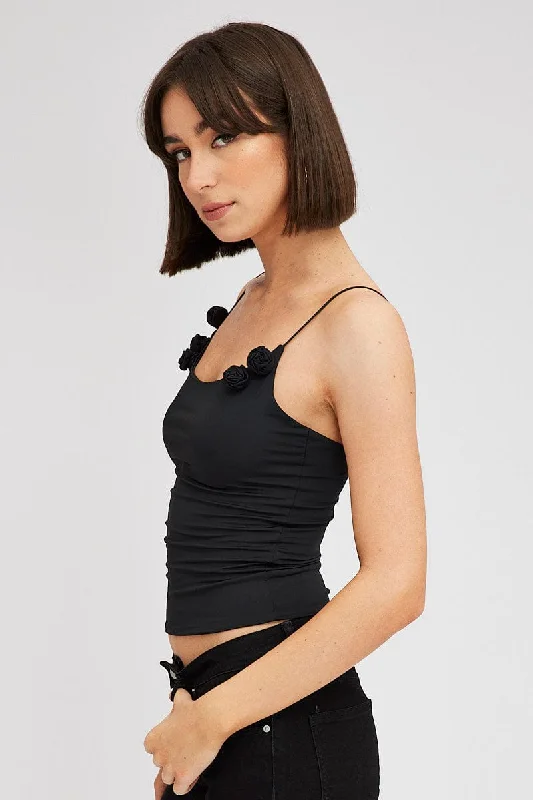 Black Top Crop Strap Corsage