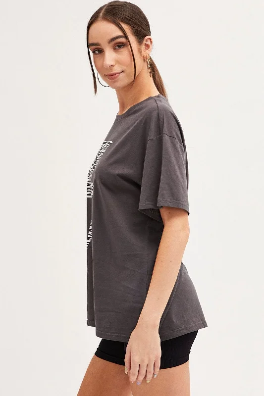 Black Zebra T Shirt Crew Neck Oversized Cotton