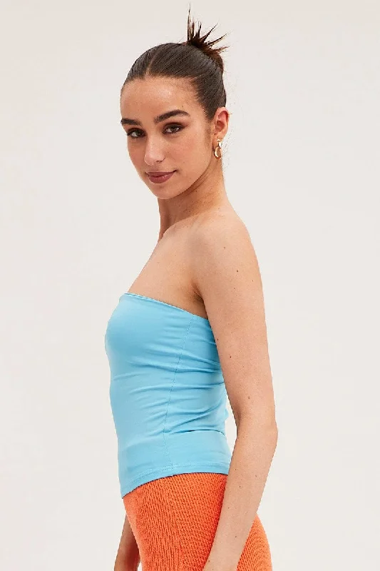 Blue Bandeau Top