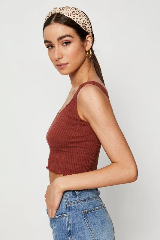 Brown Crop Top Seamless