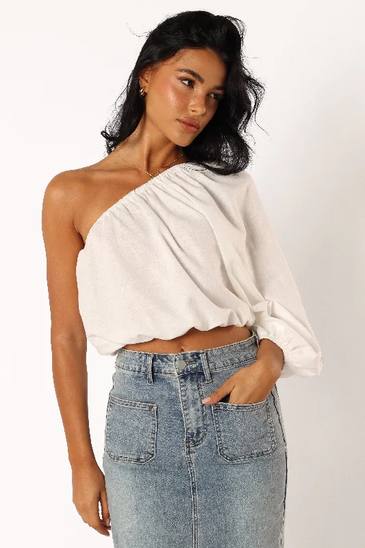 Jeanne One Shoulder Top - White