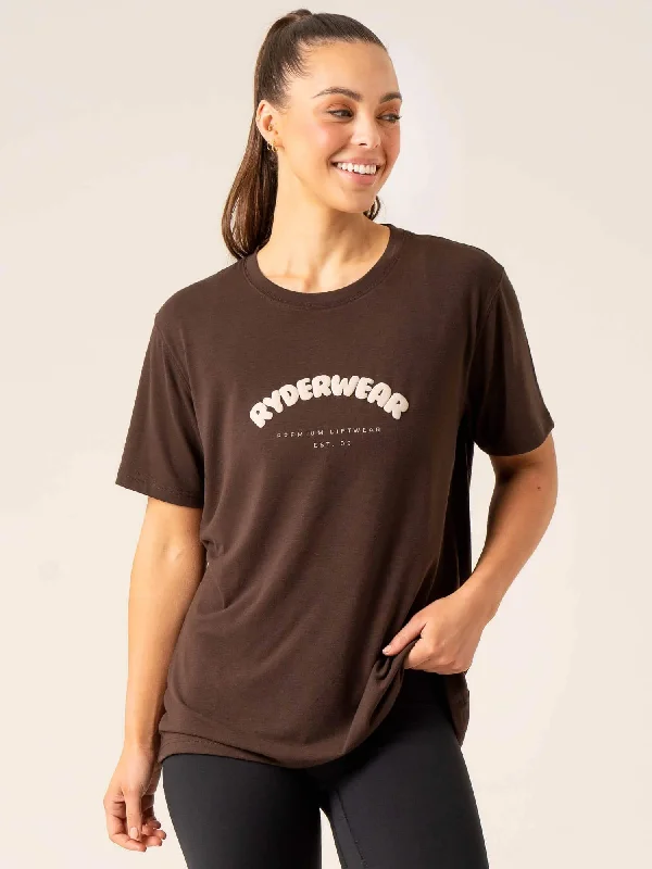 Off Side Longline T-Shirt - Chocolate