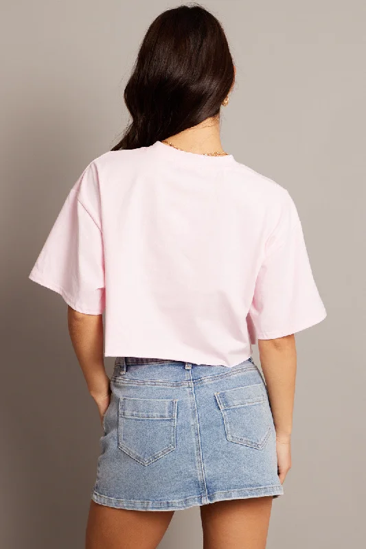 Pink Graphic Tee Crop Short Sleeve