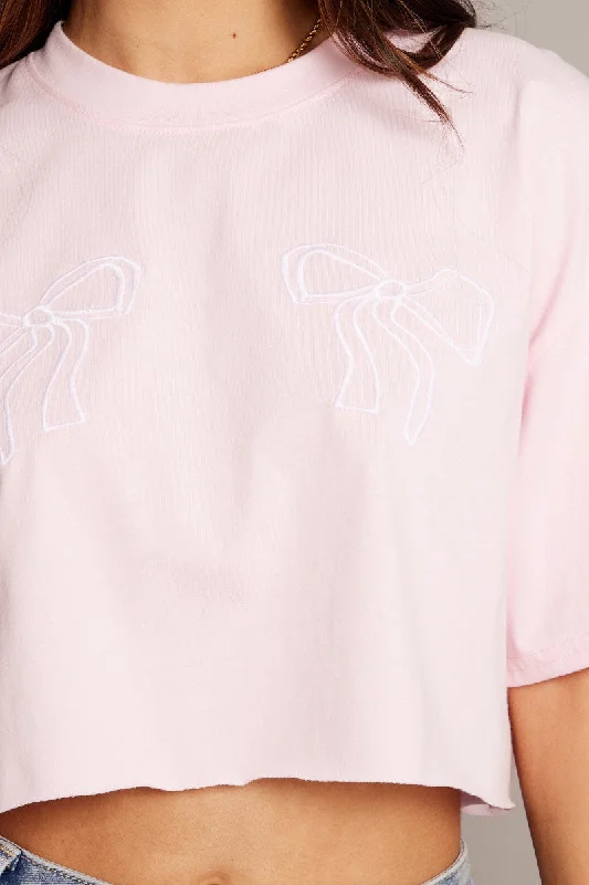 Pink Graphic Tee Crop Short Sleeve