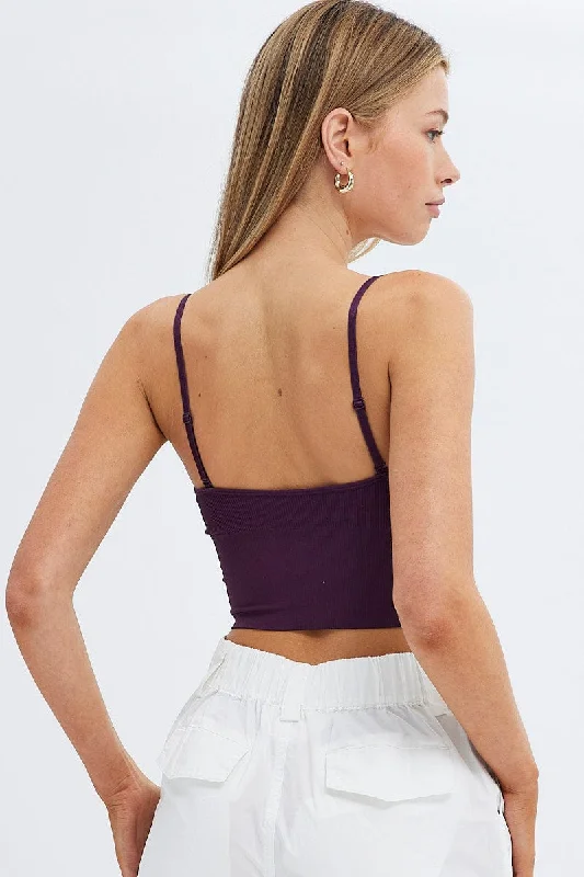 Purple Crop Singlet Top Seamless