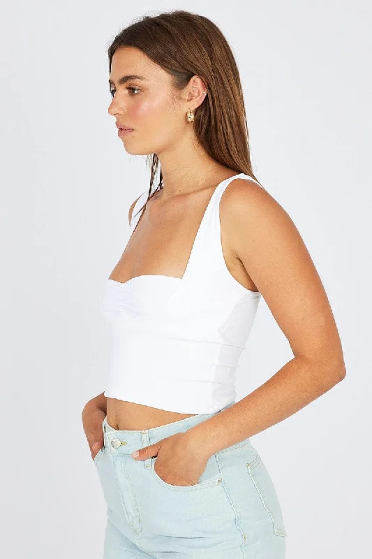 White Crop Top Short Sleeveless