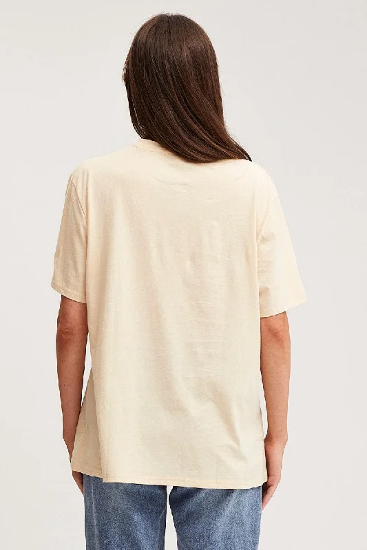 Beige Graphic T Shirt Boyfriend