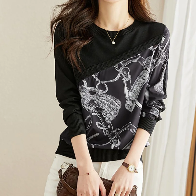 Black Casual Printed Abstract Shirts & Tops