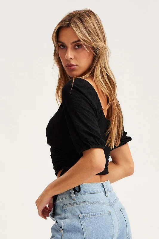 Black Crop Top Short Sleeve