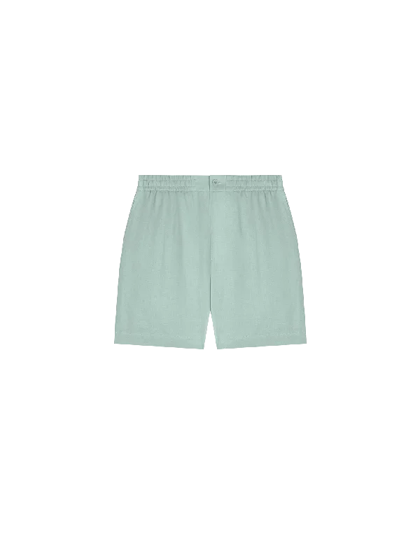 DNA Aloe Linen Mid Length Shorts—eucalyptus blue