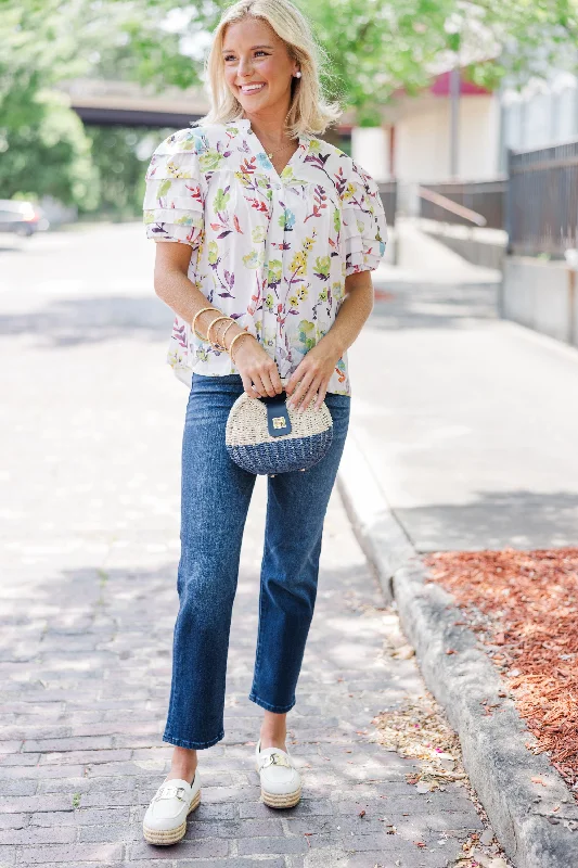 Don't Wait White Floral Blouse