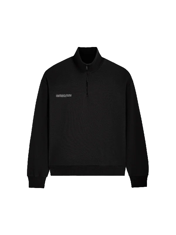 Double Jersey Half Zip Sweatshirt—black