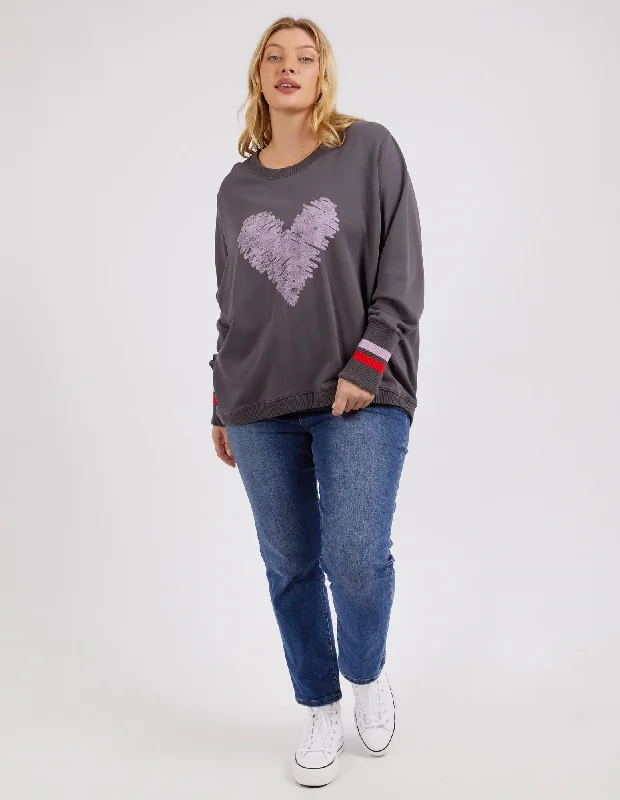 Elm Sadie Heart Crew Washed Black