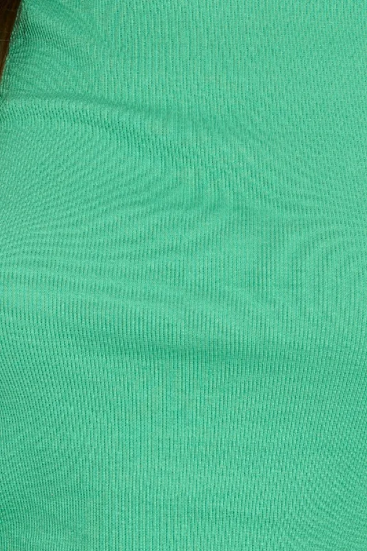 Green Crop Top Short Sleeve Crew Neck Rib Jersey