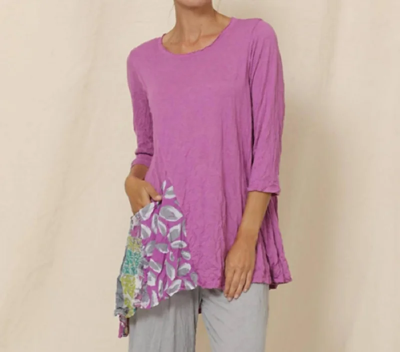 Greta Tunic In Lilac With Floral Pocket