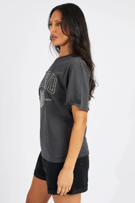 Grey Graphic Tee Short Sleeve