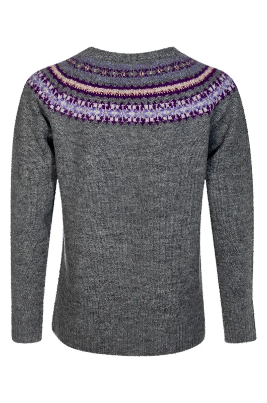 Round neck Fairisle yoke Jersey | Purple Charcoal | 6976ZZ