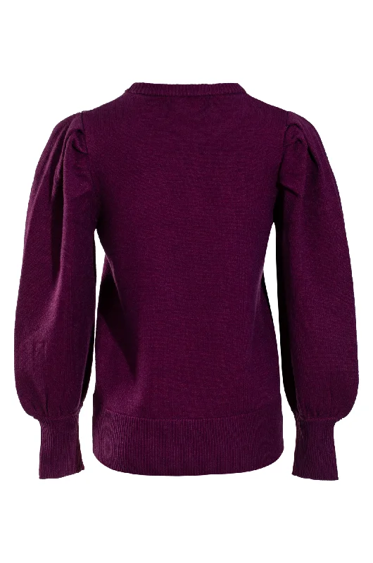 Puff sleeve Luxe Knitwear Jersey | Raspberry Marle | 7322ZZ