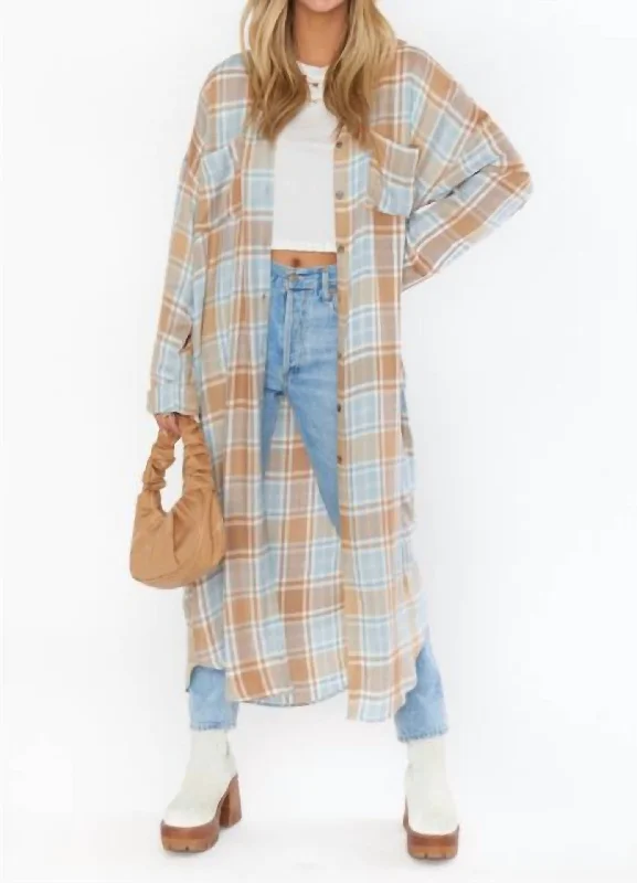 Leo Button Down Tunic In Georgetown Plaid