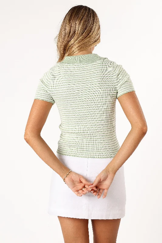 Leo Stripe Top - Sage