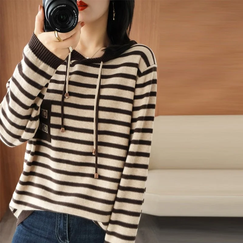 Long Sleeve Stripes Casual Hoodie Sweater