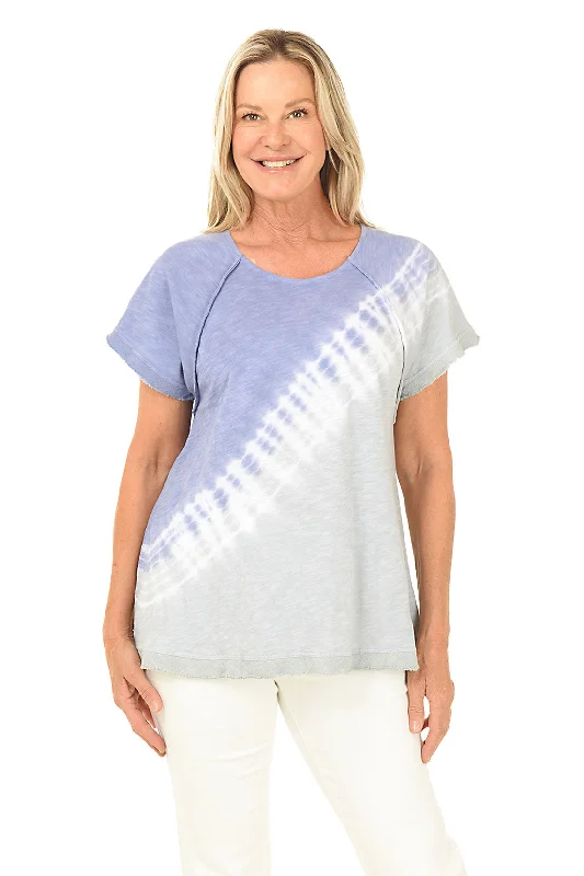 Tie-Dye Frayed Raglan Knit Top