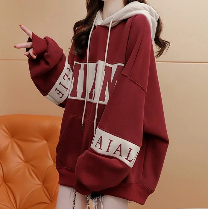 Paneled Long Sleeve Casual Letter Sweatshirt