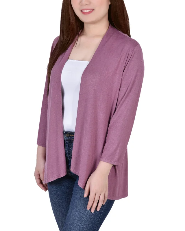 Petite 3/4 Sleeve Solid Cardigan