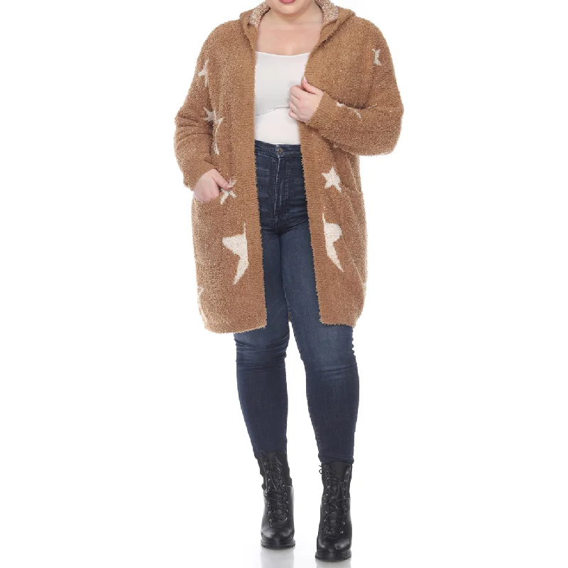 Plus Hooded Open Front Sherpa Coat