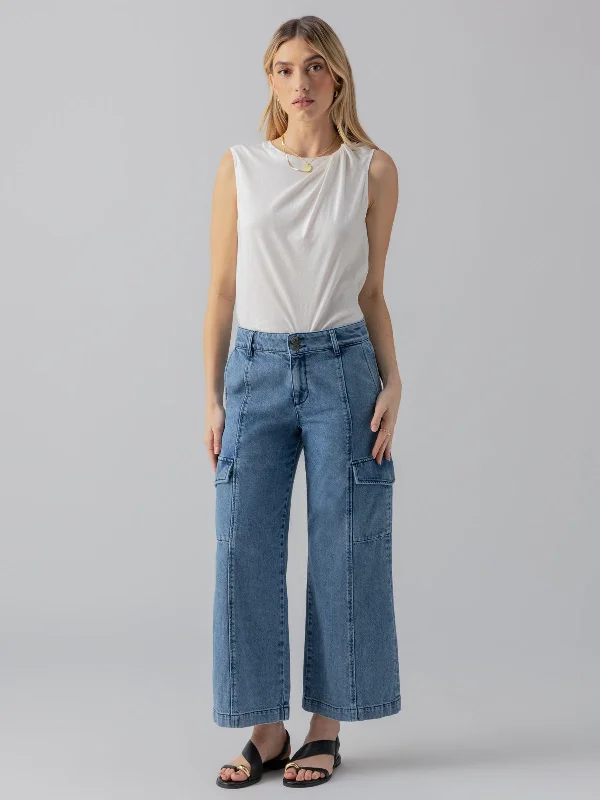 Rebel Wide Leg Standard Rise Pant Hazy Blue