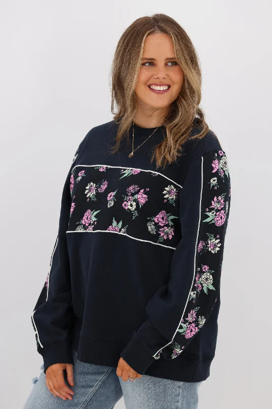 Shine On Label Keira Floral Spliced Crew