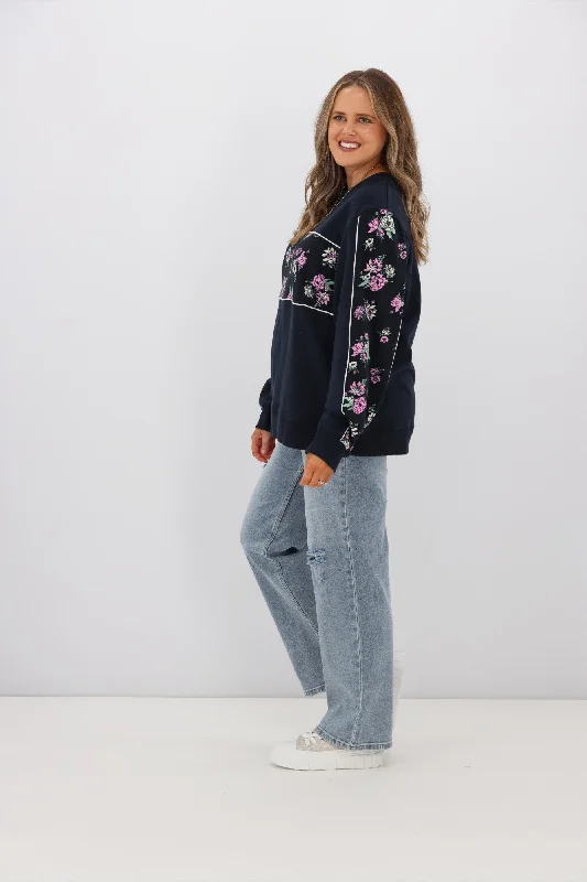 Shine On Label Keira Floral Spliced Crew