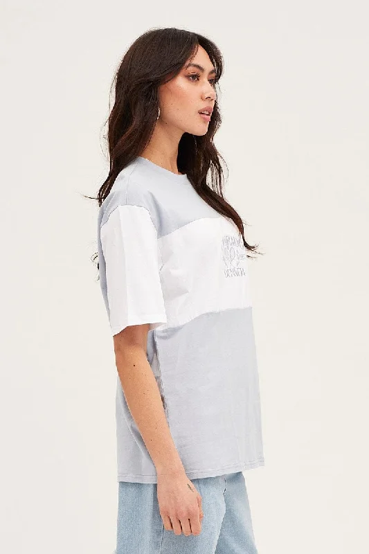 Stripe Short Sleeve Embroidered Tee