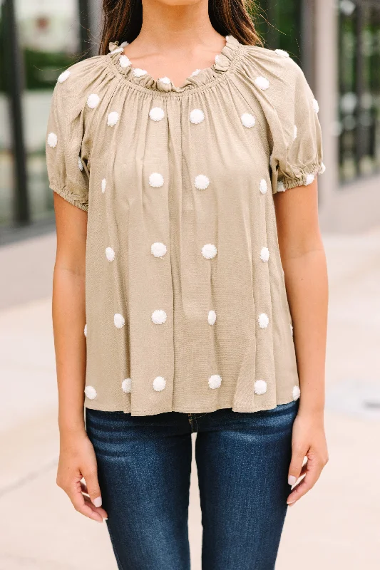 Want Your Love Light Olive Polka Dot Blouse