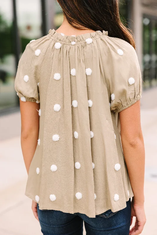 Want Your Love Light Olive Polka Dot Blouse