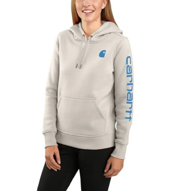 Women's Relaxed Fit Midweight Logo Sleeve Graphic Hooded Sweatshirt