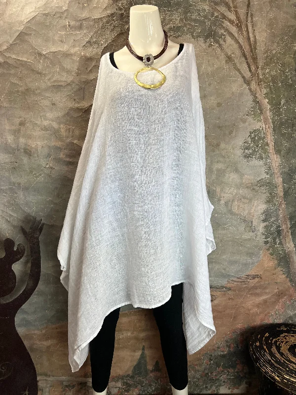 001IAV Oversized Gauze Tunic Top-White