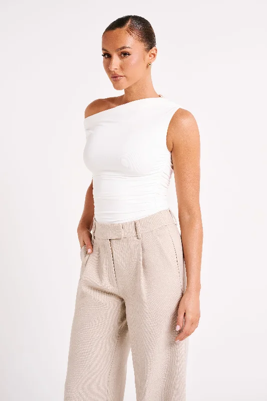 Alayna Recycled Nylon Ruched Top - White