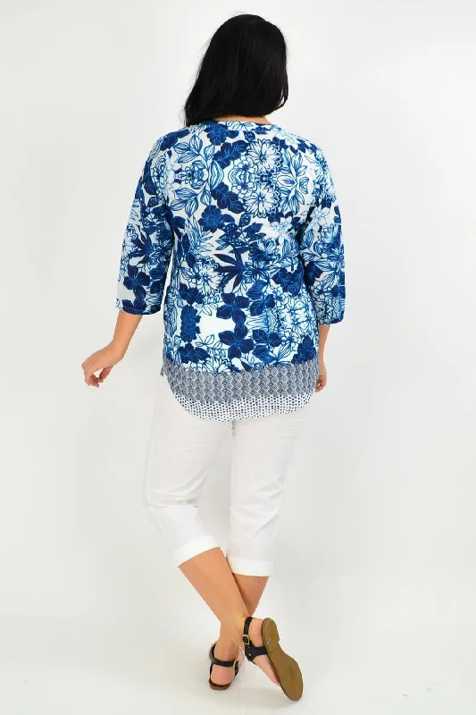 Alcazar V Neck Pleated Tunic Blouse