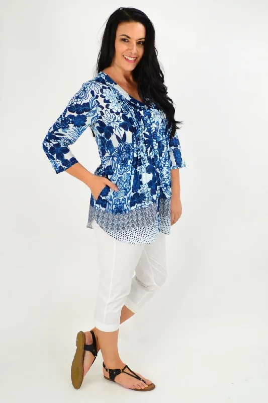 Alcazar V Neck Pleated Tunic Blouse