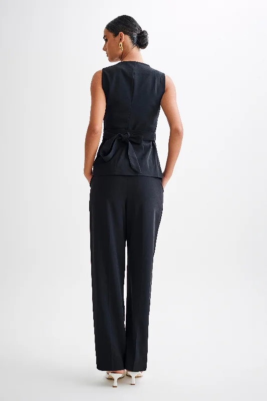 Amelie Suiting Longline Vest - Black