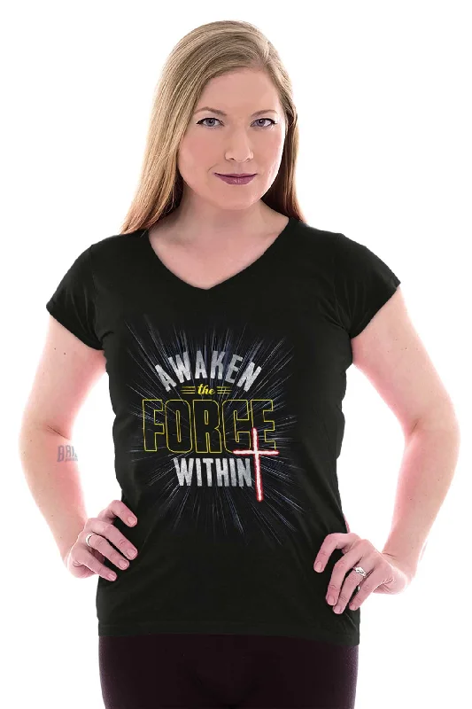 Awaken The Force Within Junior Fit V-Neck T-Shirt