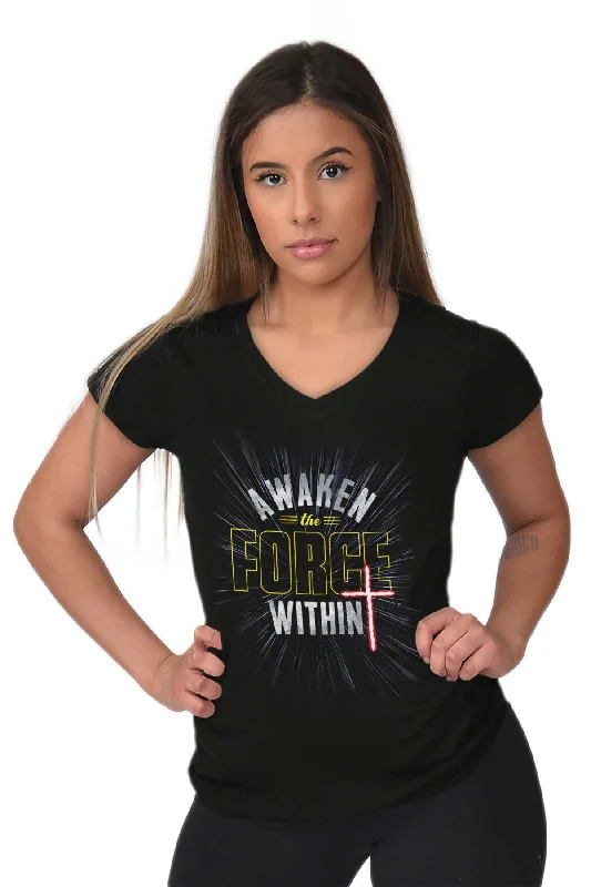 Awaken The Force Within Junior Fit V-Neck T-Shirt