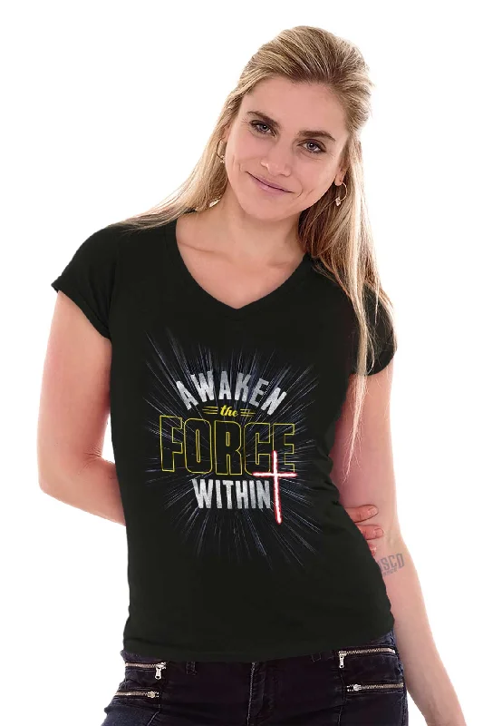 Awaken The Force Within Junior Fit V-Neck T-Shirt