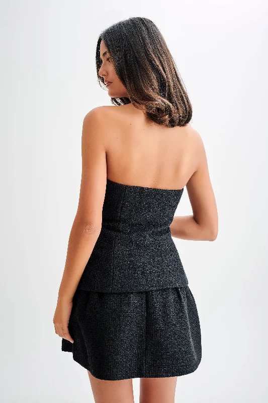 Cyrus Strapless Boucle Top - Black