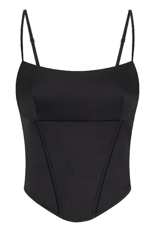 Desirie Longline Corset Top - Black