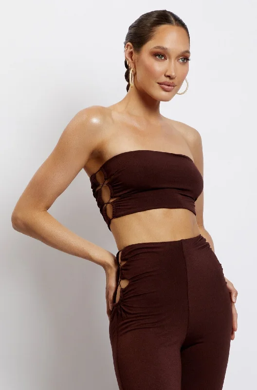 Eleanor Tie Up Side Bandeau - Chocolate