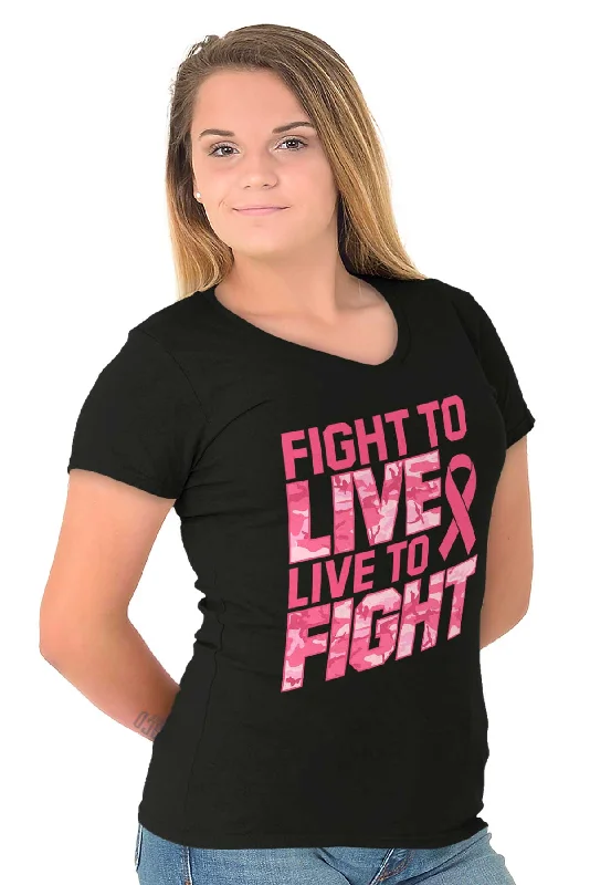 Breast Cancer Awareness Junior Fit V-Neck T Shirt