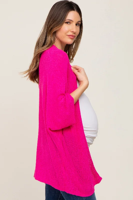 Fuchsia Dolman Short Sleeve Maternity Cardigan